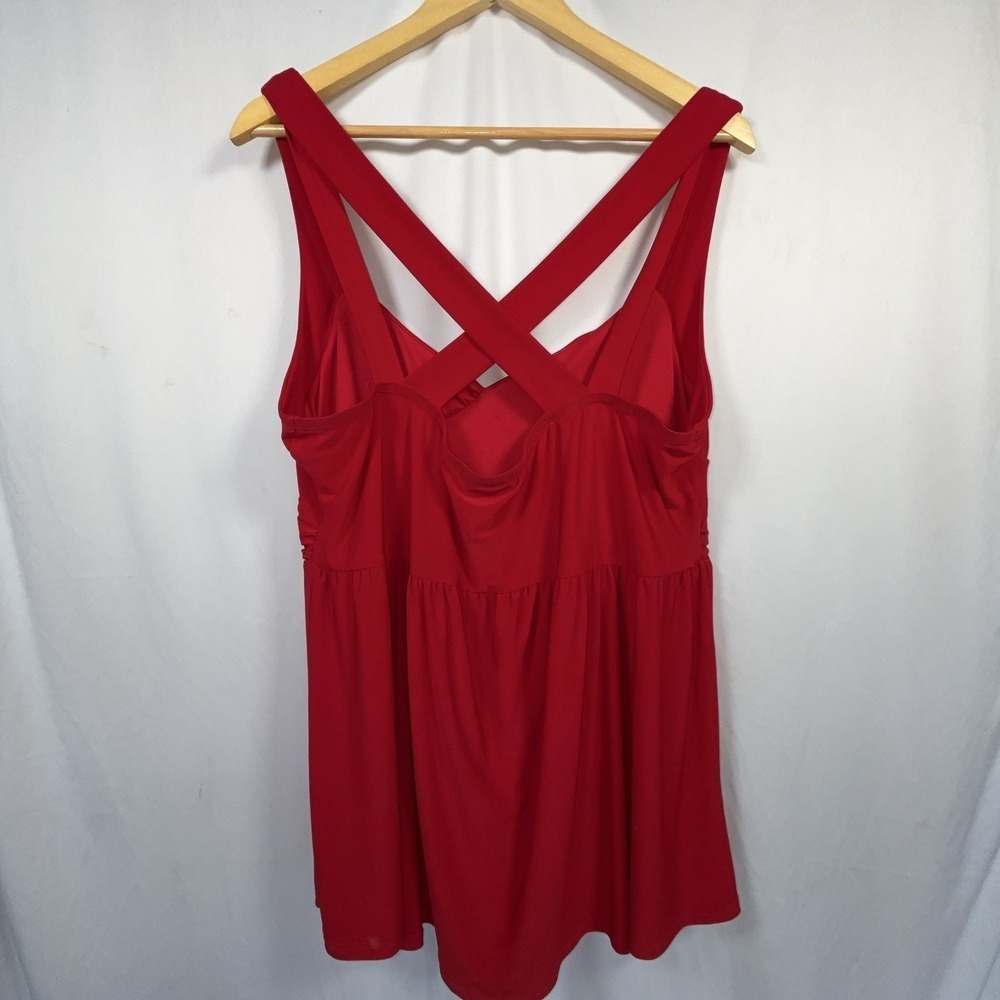 Torrid Top Womens 3X Cherry Red Cross Back Romantic Going Out Tank Draped Y2K - Picture 2 of 6